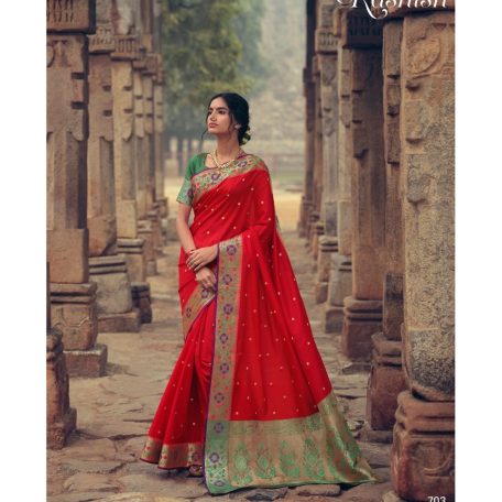 Kashish Printed Silk Saree Red